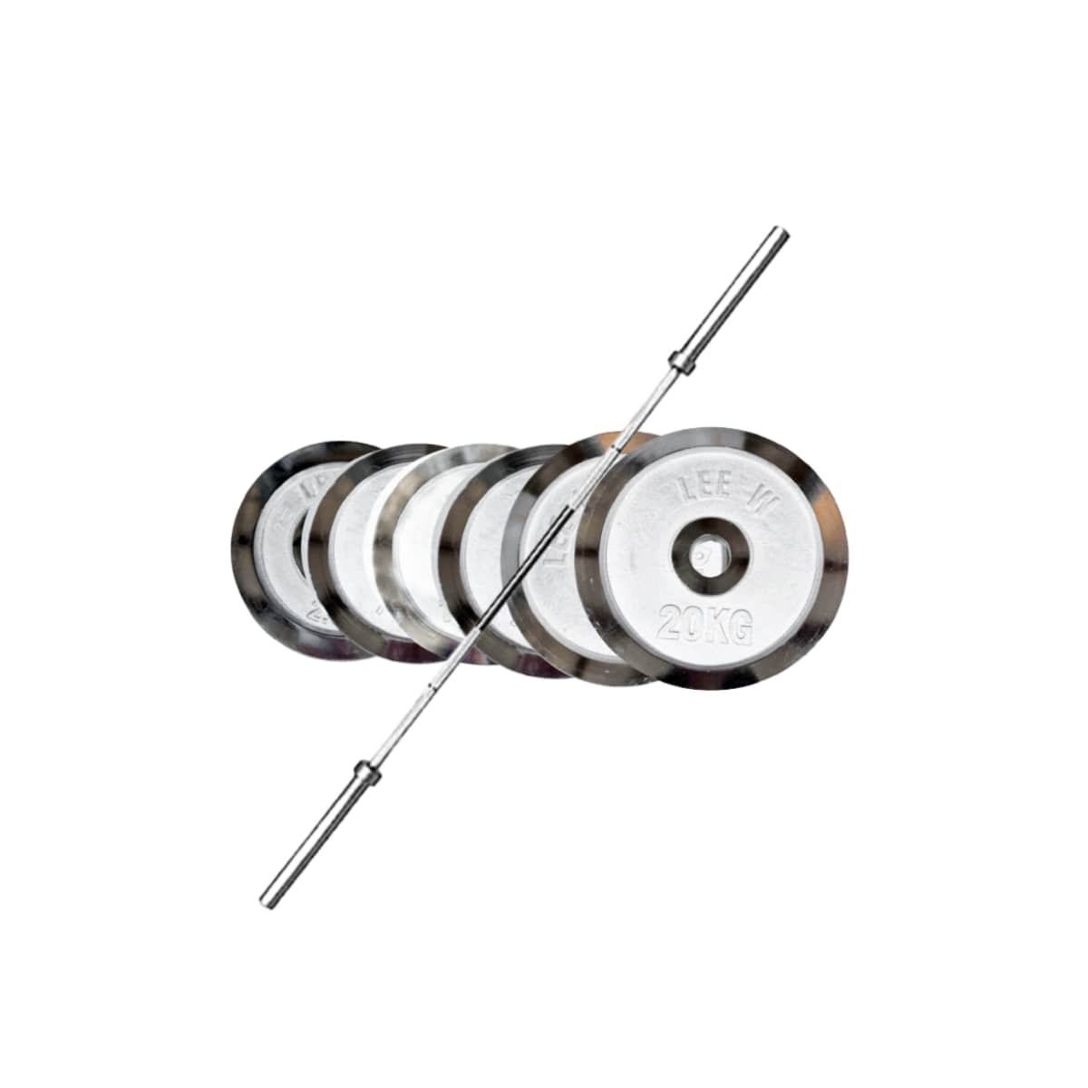 55KG Weight Set | Olympic Barbell with Chrome Weights