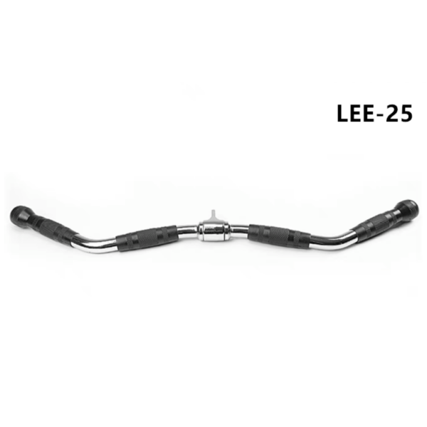 Deluxe Heavy Duty Solid Curl Bar Revolving Hanger Home Gym Cable Attachments Training with Rubber