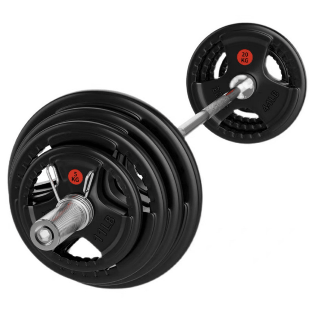 130kg Weights Set |  Olympic Barbell with Rubber Coated Weights