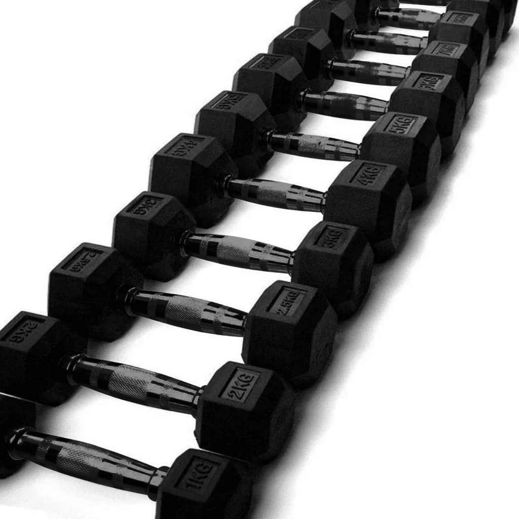 Premium Hex Dumbbells Black Handle|42.5KG to 70KG